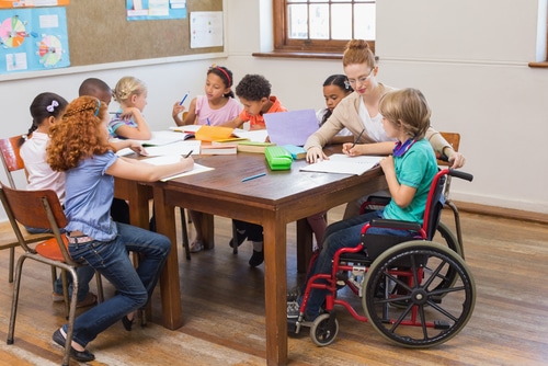 A wheelchair improves this schoolchild's life giving them better mobility and access to more daily activities.