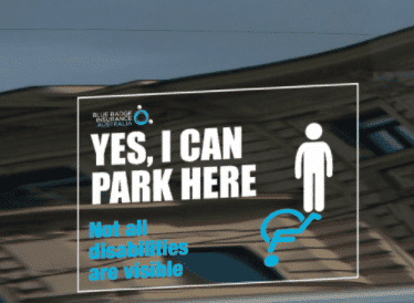 invisible disability affects mobility and this sticker helps explain