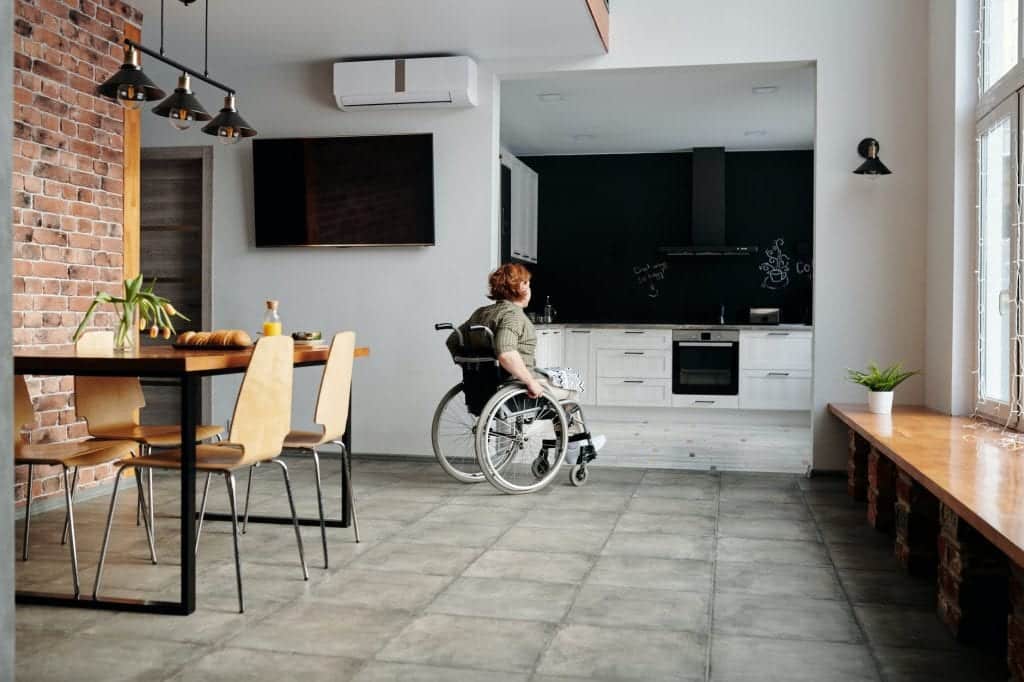This women's disability housing meets the needs of wheelchair accessibility both outside and in.