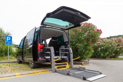 a wheelchair accessible van with a wheelchair lift for safe access