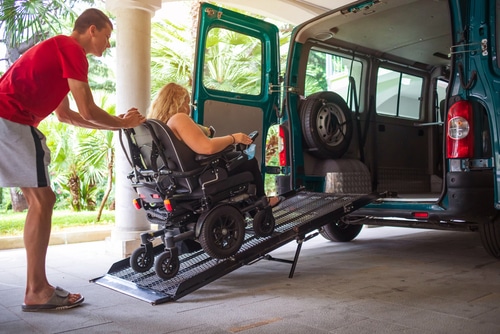 woman hires wheelchair accessible vehicle (WAV) rental in Australia