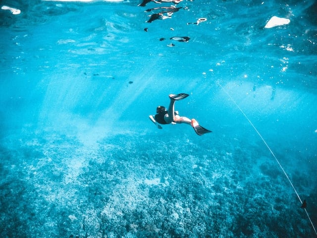 A scuba diver in the Great Barrier Reef. The Reef offers some great disability friendly travel options and wheelchair friendly holidays