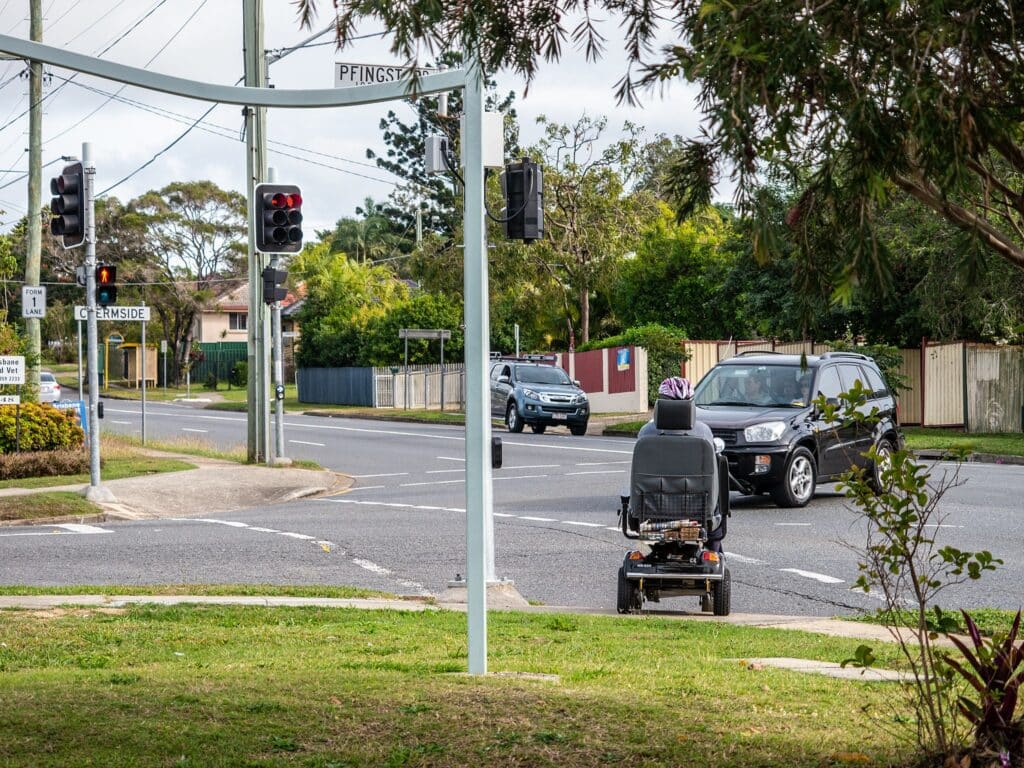 When passing a mobility scooter on the road, slow down and leave at least a metre gap.

Photo credit: John Robert McPherson