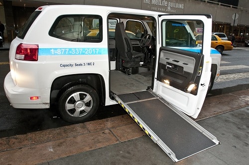 A WAV with a wheelchair ramp. This may be a grey import vehicle