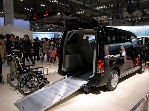 A black WAV with a wheelchair ramp. This may be a grey import vehicle