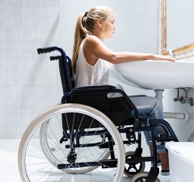 Woman uses accessible toilets