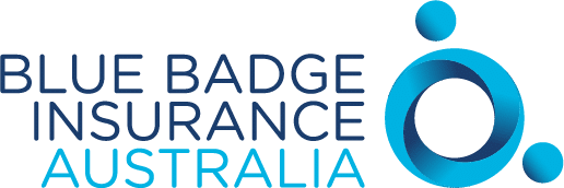 Blue Badge Insurance Australia logo with blue and turquoise text beside a stylized circular blue icon.